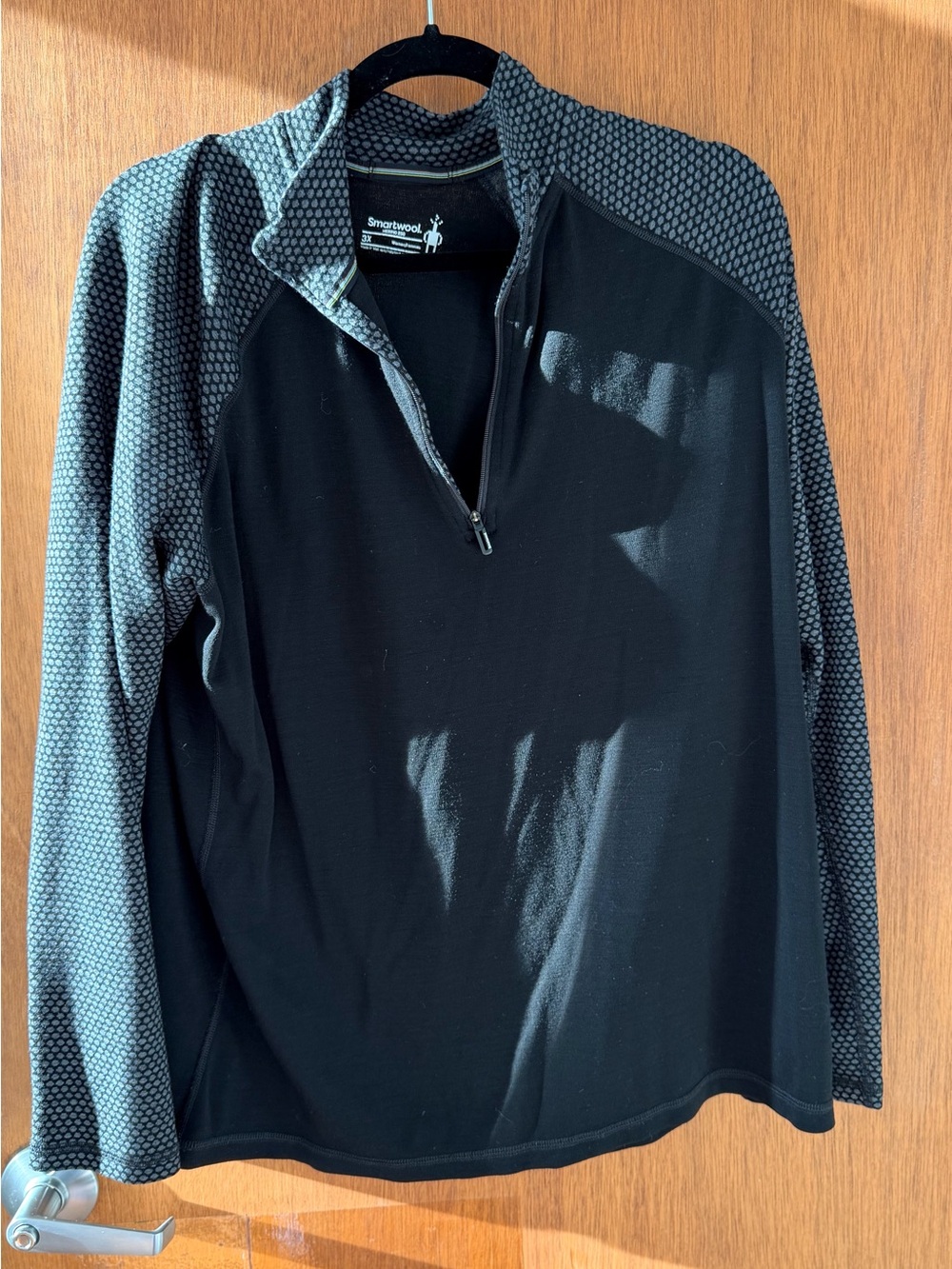 Smartwool Merino 250 1/4 Zip Base Layer Black with Grey Dots